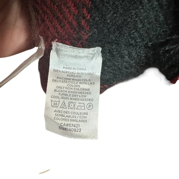 Loft Red and Black Plaid Poncho Size M/L - Picture 5 of 7